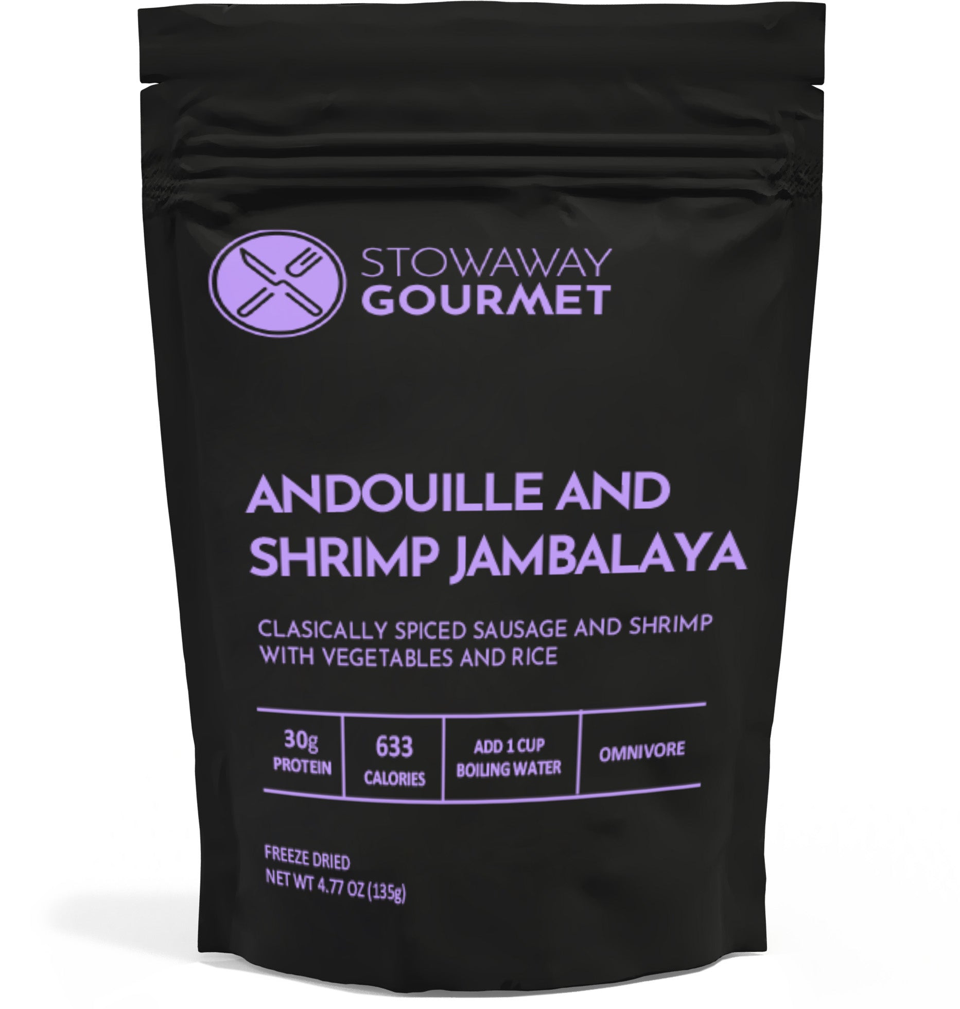 Andouille And Shrimp Jambalaya by Stowaway Gourmet — freeze-dried backpacking meal